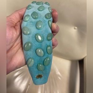 Lele Sadoughi Jade Healing Stones headband.